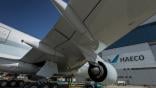 Aircraft in front of HAECO hangar