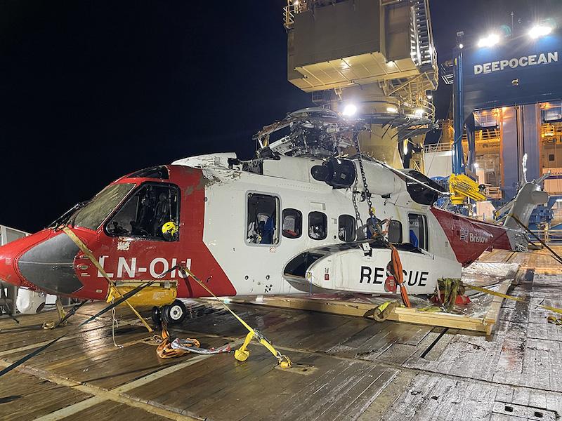 norwegian s-92 crash wreckage